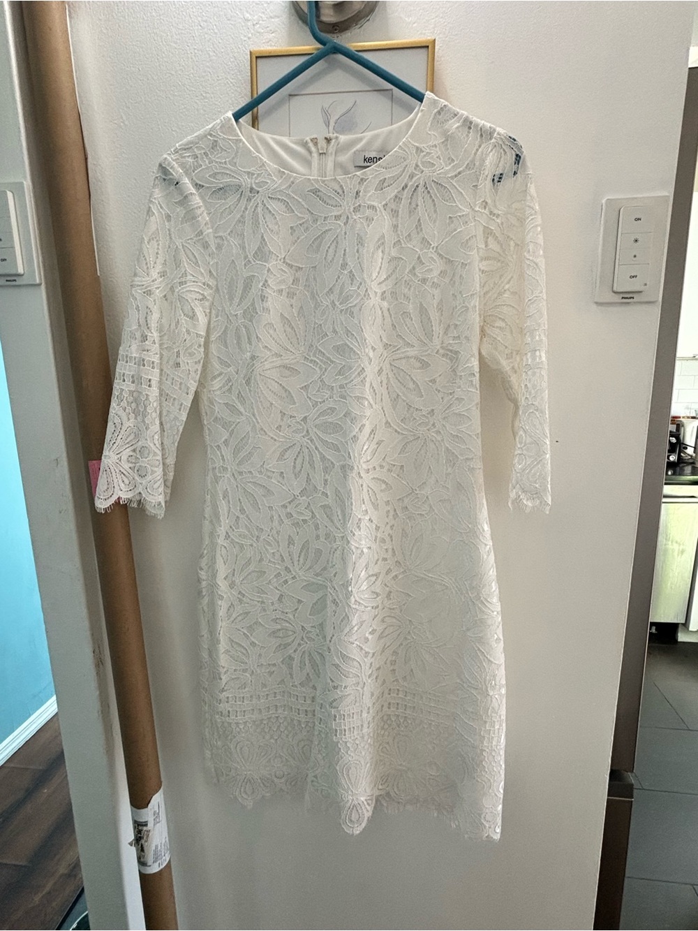 Kensie Ivory Floral Lace Midi Dress